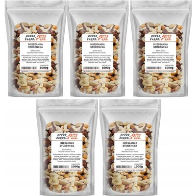 MIESZANKA STUDENCKA 5kg Orzechy bakalie naturalna przekąska jakość Kol-Pol MIESZANKA STUDENCKA 5kg Orzechy bakalie naturalna przekąska jakość Kol-Pol