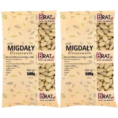 Brat Migdały Blanszowane 1Kg (2X500G) Brat Migdały Blanszowane 1Kg (2X500G)