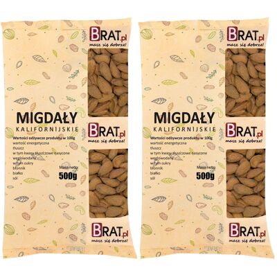 Brat Migdały Kalifornijskie 1Kg (2X500G) Brat Migdały Kalifornijskie 1Kg (2X500G)
