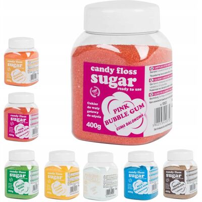 MIX Cukier do waty cukrowej Różne smaki Naturalny aromat - Cukier 8x400g MIX Cukier do waty cukrowej Różne smaki Naturalny aromat - Cukier 8x400g