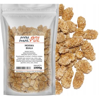 MORWA BIAŁA 1kg Suszona naturalna Bez pestek Owoce morwy białej Kol-Pol MORWA BIAŁA 1kg Suszona naturalna Bez pestek Owoce morwy białej Kol-Pol