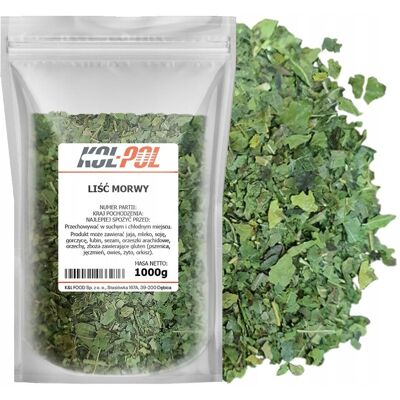 MORWA BIAŁA LIŚĆ KROJONY 1kg Liście morwy białej suszone jakość Kol-Pol MORWA BIAŁA LIŚĆ KROJONY 1kg Liście morwy białej suszone jakość Kol-Pol