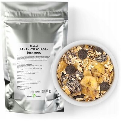 gorzkoislodko Musli Owsiane Z Bananem Czekoladą I Żurawiną 1Kg gorzkoislodko Musli Owsiane Z Bananem Czekoladą I Żurawiną 1Kg