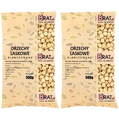 Brat Orzechy Laskowe Blanszowane 1Kg (2X500G) Brat Orzechy Laskowe Blanszowane 1Kg (2X500G)