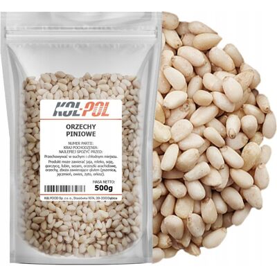 ORZECHY PINIOWE 500g Orzeszki pini orzech naturalne świeże jakość Kol-Pol ORZECHY PINIOWE 500g Orzeszki pini orzech naturalne świeże jakość Kol-Pol