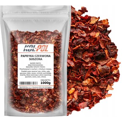 PAPRYKA CZERWONA PŁATKI 1kg Suszona aromatyczna naturalna jakość Kol-Pol PAPRYKA CZERWONA PŁATKI 1kg Suszona aromatyczna naturalna jakość Kol-Pol