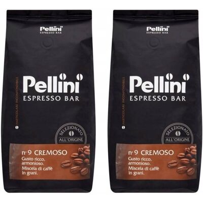 Pellini Kawa Ziarnista N. 9 Cremoso 2x1kg - Bogaty Smak I Aksamitna Kremowość Dla Koneserów Pellini Kawa Ziarnista N. 9 Cremoso 2x1kg - Bogaty Smak I Aksamitna Kremowość Dla Koneserów