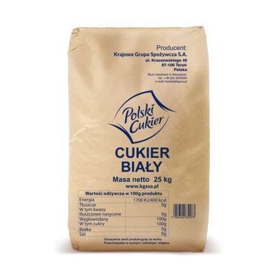 Inny producent Polski Cukier Cukier Biały 25kg Inny producent Polski Cukier Cukier Biały 25kg