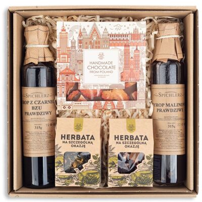 Jedwabny Szlak Premium KOSZ prezentowy CZEKOLADA SYROP HERBATA Jedwabny Szlak Premium KOSZ prezentowy CZEKOLADA SYROP HERBATA