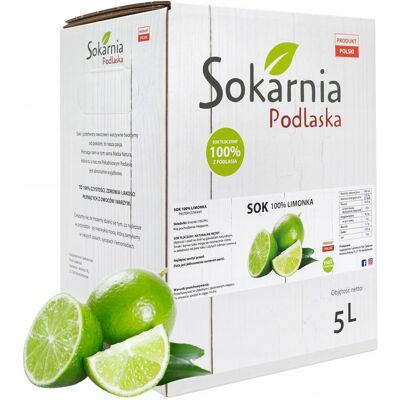 Sokarnia Podlaska Sok Limonkowy 5l 100% Limonka Super Smak Orzeźwiający Do Lemoniady Tłoczony Sokarnia Podlaska Sok Limonkowy 5l 100% Limonka Super Smak Orzeźwiający Do Lemoniady Tłoczony