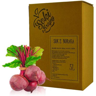 Inny producent Sok z buraka 100% 5l NFC naturalny buraczany tłoczony z buraka Inny producent Sok z buraka 100% 5l NFC naturalny buraczany tłoczony z buraka