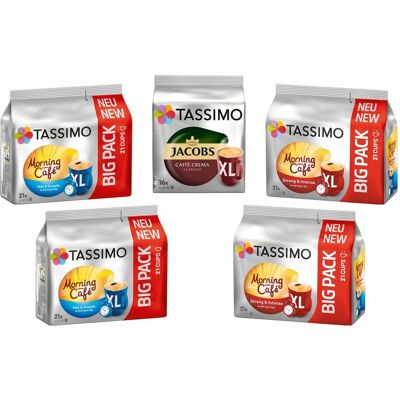 Zestaw 5x Kapsułki Do Tassimo Morning Caffe I Crema Xl 100 Kapsułek Zestaw 5x Kapsułki Do Tassimo Morning Caffe I Crema Xl 100 Kapsułek