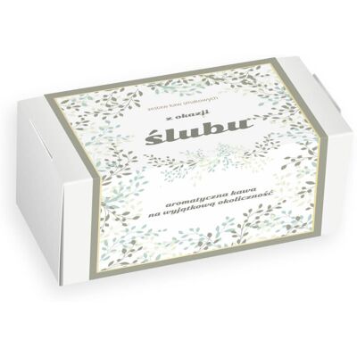 Cup&You Zestaw Kaw Z Okazji Ślubu - Elegancki Box Z 20 Saszetkami Świeżo Mielonej Kawy O Różnych Smakach 20x 10g - Prezent Upominek Podarunek Z Okazji Ślubu Cup&You Zestaw Kaw Z Okazji Ślubu - Elegancki Box Z 20 Saszetkami Świeżo Mielonej Kawy O Różnych Smakach 20x 10g - Prezent Upominek Podarunek Z Okazji Ślubu