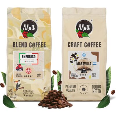 Mott Coffee Zestaw Kaw Ziarnistych 2x1kg 100% Arabica Maravilla+energico Świeżo Palona Mott Coffee Zestaw Kaw Ziarnistych 2x1kg 100% Arabica Maravilla+energico Świeżo Palona