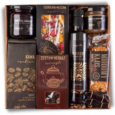 Green Touch ZESTAW KOSZ PREZENTOWY herbata kawa miód syrop czekolada konfitura premium Green Touch ZESTAW KOSZ PREZENTOWY herbata kawa miód syrop czekolada konfitura premium