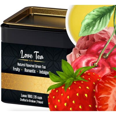 Leo Tea Zielona Herbata na Walentynki w Puszce Czerwone Owoce Kakao na Prezent Leo Tea Zielona Herbata na Walentynki w Puszce Czerwone Owoce Kakao na Prezent