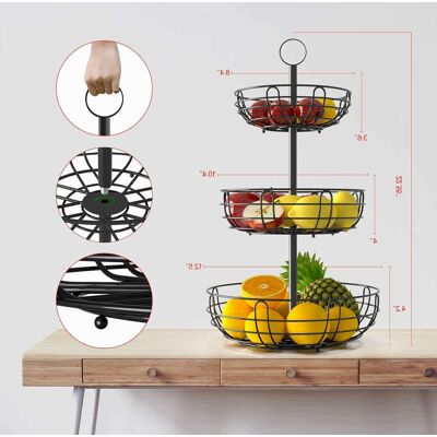 Inny producent Kosz 3 Poziomowy 31x57cm Metalowy Na Owoce Warzywa Chleb Składany Inny producent Kosz 3 Poziomowy 31x57cm Metalowy Na Owoce Warzywa Chleb Składany