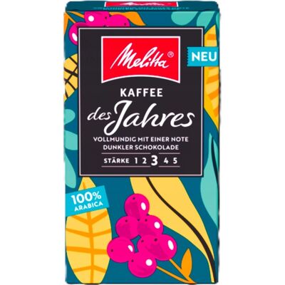 Melitta Kawa Mielona Kaffee Des Jahres 500 G – 100% Arabica, Średnie Palenie, Aromat Zrównoważony Melitta Kawa Mielona Kaffee Des Jahres 500 G – 100% Arabica, Średnie Palenie, Aromat Zrównoważony