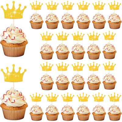 Inny producent Toppery Na Babeczki Złote Korony Dekoracje 24 Sztuki Brokatowe Urodziny Inny producent Toppery Na Babeczki Złote Korony Dekoracje 24 Sztuki Brokatowe Urodziny