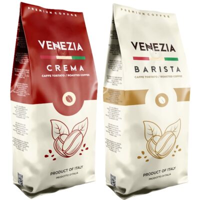 Zesaw Kaw Venezia Crema I Barista 2kg Zesaw Kaw Venezia Crema I Barista 2kg