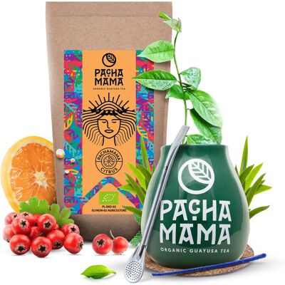 Zestaw Guayusa Pachamama Citrus 100g + Matero + Bombilla Zestaw Guayusa Pachamama Citrus 100g + Matero + Bombilla
