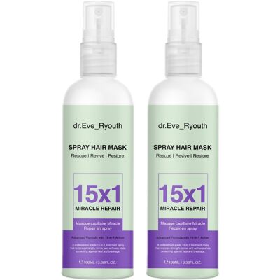 2x maska do włosów 15w1 Miracle Repair Spray 100ml 2x maska do włosów 15w1 Miracle Repair Spray 100ml