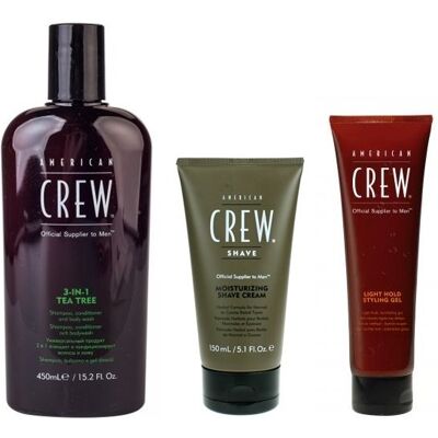 American Crew żel 450ml + krem do golenia 150ml + żel do stylizacji 250ml American Crew żel 450ml + krem do golenia 150ml + żel do stylizacji 250ml