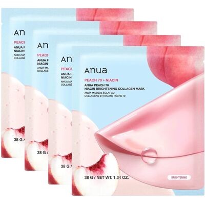 ANUA PEACH 70+ NIACIN BRIGHTENING COLLAGEN MASK Rozjaśniające maski hydrożelowe z kolagenem i niacynamidem 4x38 g ANUA PEACH 70+ NIACIN BRIGHTENING COLLAGEN MASK Rozjaśniające maski hydrożelowe z kolagenem i niacynamidem 4x38 g