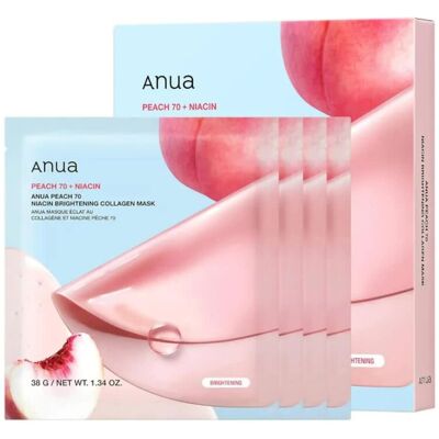 ANUA - Peach 70 Niacin Brightening Collagen Mask Set (4 szt.) żelowe maski rozjaśniające ANUA - Peach 70 Niacin Brightening Collagen Mask Set (4 szt.) żelowe maski rozjaśniające