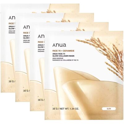ANUA RICE 70 + CERAMIDE GLOW COLLAGEN MASK Ujędrniające maski hydrożelowe z kolagenem i wodą ryżową 4x38 g ANUA RICE 70 + CERAMIDE GLOW COLLAGEN MASK Ujędrniające maski hydrożelowe z kolagenem i wodą ryżową 4x38 g