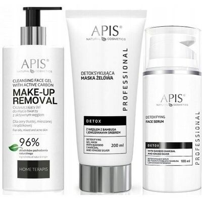 APIS zabieg DETOX dla cery tłustej z aktywnym węglem żel + serum + maska APIS zabieg DETOX dla cery tłustej z aktywnym węglem żel + serum + maska