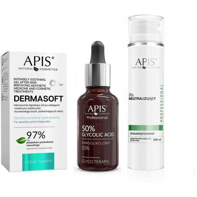 APIS ZABIEG EKSFOLIACJI KWAS GLIKOLOWY 50% NEUTRALIZATOR ŻEL ŁAGODZĄCY APIS ZABIEG EKSFOLIACJI KWAS GLIKOLOWY 50% NEUTRALIZATOR ŻEL ŁAGODZĄCY