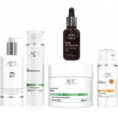 APIS ZABIEG KWASOWY KWAS GLIKOLOWY 35% TONIK NEUTRALIZATOR MASKA KREM SPF30 APIS ZABIEG KWASOWY KWAS GLIKOLOWY 35% TONIK NEUTRALIZATOR MASKA KREM SPF30