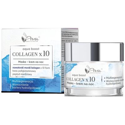 AVA Aqua Boost Collagen x10 Maska-Krem do Twarzy na Noc 50ml AVA Aqua Boost Collagen x10 Maska-Krem do Twarzy na Noc 50ml