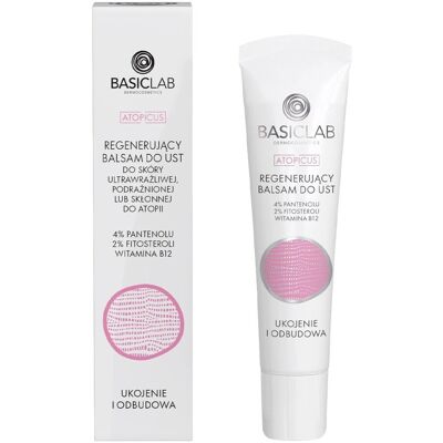 BasicLab Atopicus Regenerujący Balsam do Ust do Skóry Ultrawrażliwej Podrażnionej lub Skłonnej do Atopii Ukojenie i Odbudowa 15ml BasicLab Atopicus Regenerujący Balsam do Ust do Skóry Ultrawrażliwej Podrażnionej lub Skłonnej do Atopii Ukojenie i Odbudowa 15ml