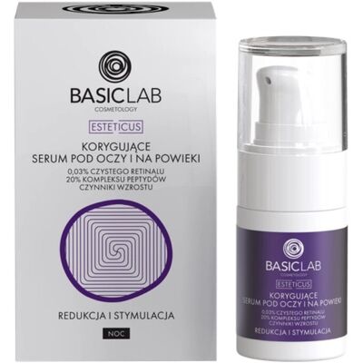 BASICLAB - Korygujące serum pod oczy z retinalem 0,03%, kompleksem peptydowym 20%, czynnikami wzrostu BASICLAB - Korygujące serum pod oczy z retinalem 0,03%, kompleksem peptydowym 20%, czynnikami wzrostu