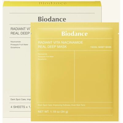 Biodance Radiant Vita Niacinamide Real Deep Mask 1Box (34g*4szt) Biodance Radiant Vita Niacinamide Real Deep Mask 1Box (34g*4szt)