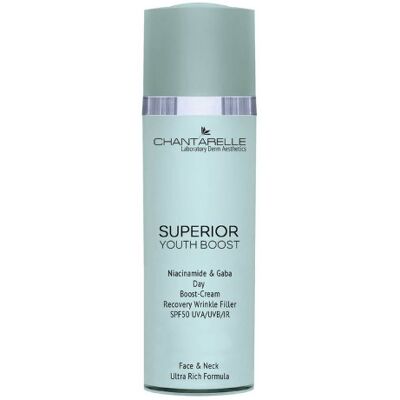 Chantarelle Boost Krem na dzień SPF50 UVA/UVB/IR/HEV z niacynamidem i kwasem GABA, 50ml Chantarelle Boost Krem na dzień SPF50 UVA/UVB/IR/HEV z niacynamidem i kwasem GABA, 50ml