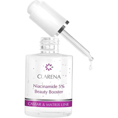 Clarena Niacinamide 5% Beauty Booster, Wzmacniacz do Twarzy, Nawilża, Ujędrnia, Zmniejsza Zmarszczki, 30ml Clarena Niacinamide 5% Beauty Booster, Wzmacniacz do Twarzy, Nawilża, Ujędrnia, Zmniejsza Zmarszczki, 30ml