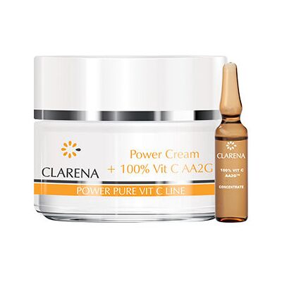 Clarena Power Cream +100% Vit C AA2G Krem ze 100% Aktywną Witaminą C100ml + 3ml Clarena Power Cream +100% Vit C AA2G Krem ze 100% Aktywną Witaminą C100ml + 3ml