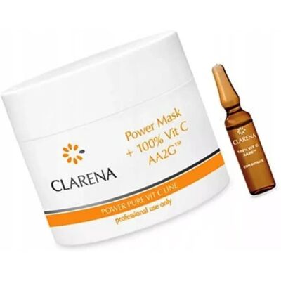 Clarena, Power Mask +100% Vit C AA2G, Maska Rozświetlająca ze 100% Aktywną Witaminą C i Jedwabiem, 100ml + 3ml Clarena, Power Mask +100% Vit C AA2G, Maska Rozświetlająca ze 100% Aktywną Witaminą C i Jedwabiem, 100ml + 3ml