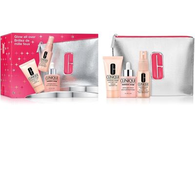Clinique, Glow All Over, zestaw aktywne serum zapewniające blask 30ml + maseczka intensywnie nawilżająca 30ml + mgiełka do twarzy 30ml + kosmetyczka Clinique, Glow All Over, zestaw aktywne serum zapewniające blask 30ml + maseczka intensywnie nawilżająca 30ml + mgiełka do twarzy 30ml + kosmetyczka