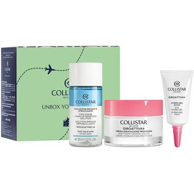 Collistar Unbox Your Confidence zestaw hydro-żel pod oczy 5ml + dwufazowy płyn do demakijażu 35ml + krem głęboko nawilżający 30ml Collistar Unbox Your Confidence zestaw hydro-żel pod oczy 5ml + dwufazowy płyn do demakijażu 35ml + krem głęboko nawilżający 30ml