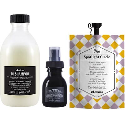 Davines OI Oil szampon 280ml + mleczko 50ml + Spotlight Circle maska 50ml Davines OI Oil szampon 280ml + mleczko 50ml + Spotlight Circle maska 50ml