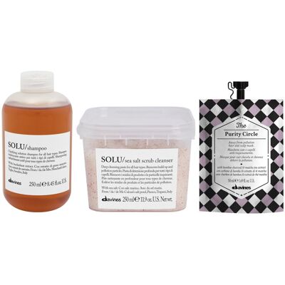 Davines Solu szampon 250 ml + peeling 250 ml + Purity Circle maska 50 ml Davines Solu szampon 250 ml + peeling 250 ml + Purity Circle maska 50 ml