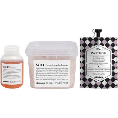 Davines Solu szampon 75 ml + peeling 250 ml + Purity Circle maska 50 ml Davines Solu szampon 75 ml + peeling 250 ml + Purity Circle maska 50 ml