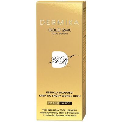 Dermika, Gold 24K Total Benefit, Esencja młodości, krem do skóry wokół oczu, 15 ml Dermika, Gold 24K Total Benefit, Esencja młodości, krem do skóry wokół oczu, 15 ml