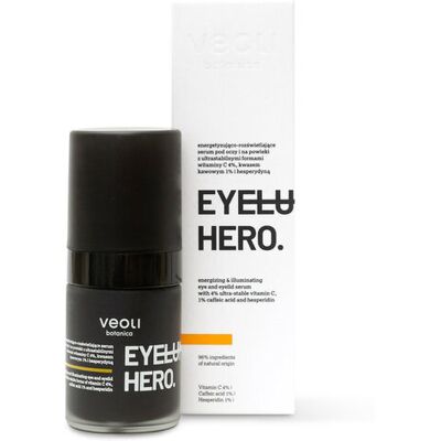 EYELUMINATE HERO Energetyzująco-rozświetlające serum pod oczy i na powieki z ultrastabilnymi formami witaminy C 4%, kwasem kawowym 1% i hesperydyną EYELUMINATE HERO Energetyzująco-rozświetlające serum pod oczy i na powieki z ultrastabilnymi formami witaminy C 4%, kwasem kawowym 1% i hesperydyną