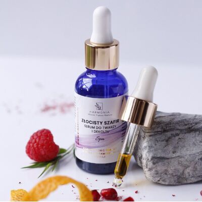 Harmonia, Naturalne Serum Do Twarzy I Dekoltu Z Witaminą C, A, E + Koenzyn Q10, Złocisty Szafir, 30ml Harmonia, Naturalne Serum Do Twarzy I Dekoltu Z Witaminą C, A, E + Koenzyn Q10, Złocisty Szafir, 30ml