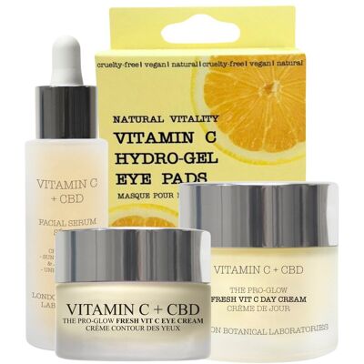 Krem na dzień Vitamin C + CBD Pro-Glow 50 ml + serum 30 ml + krem pod oczy 15 ml + płatki pod oczy hydrożelowe Krem na dzień Vitamin C + CBD Pro-Glow 50 ml + serum 30 ml + krem pod oczy 15 ml + płatki pod oczy hydrożelowe